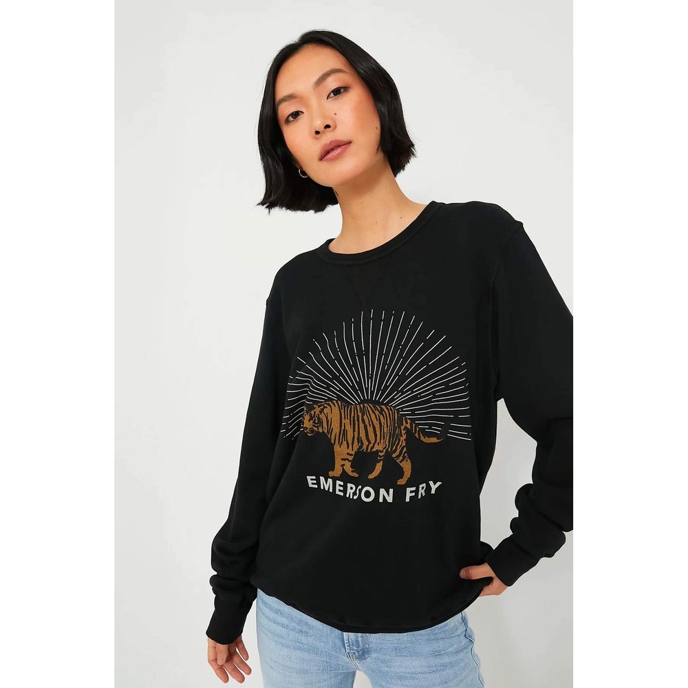 Emerson Fry Tuckernut Women's Medium 100% Cotton Black Tiger Crew Sweatshirt